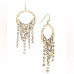 NWT Crystal Chain Fringe Drop Earrings